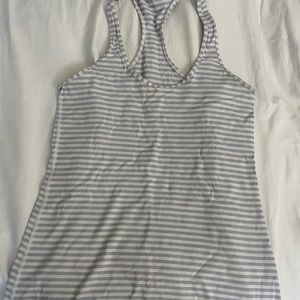Lululemon tank grey and off white striped.